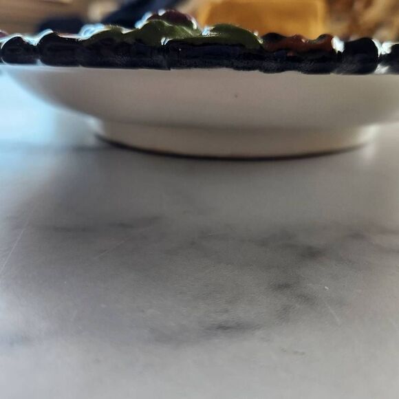 Huting Oinca plate handmade grape cluster vine trim serving dish - Picture 3 of 7